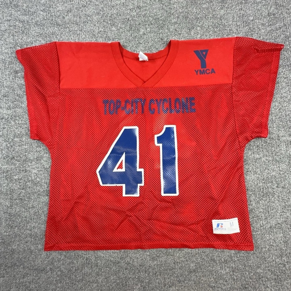 Top-City Cyclone Football Jersey Boys Youth Medium Red #41 YMCA Russell Athletic